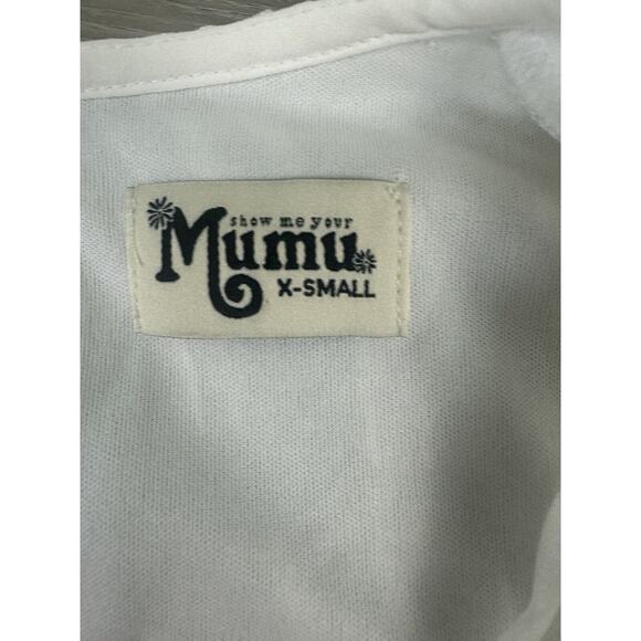 SHOW ME YOUR MUMU Juliet White Maxi Dress Bell Sleeves Sheer Bottom Revolve XS - Picture 6 of 9